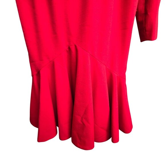 Vintage Red Two-Piece Womens Suit Set Flared Skirt & Open Jacket Raw Silk HS170 - Picture 8 of 11